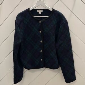 Talbots Black Watch Plaid Cardigan